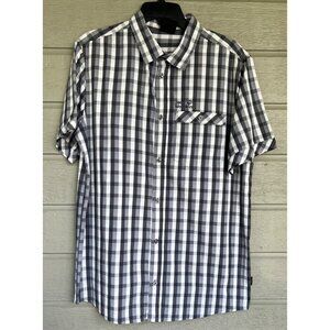 Jack Wolfskin Mens Short Sleeve Casual Button Up Shirt Size Large Checker Plaid